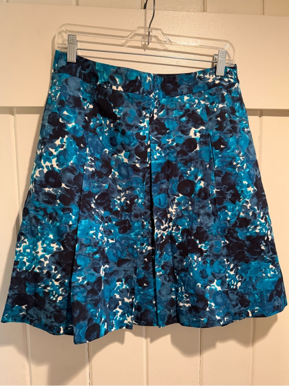 J. Crew Blue and Navy Floral A-Line Skirt, Size Small
